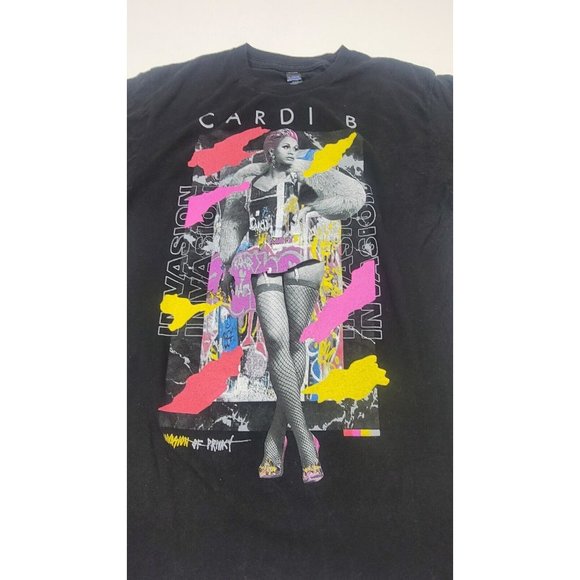 Cardi B Invasion of Privacy T-Shirt Size M. Black Tultex Short Sleeve Crew Neck - Picture 2 of 6